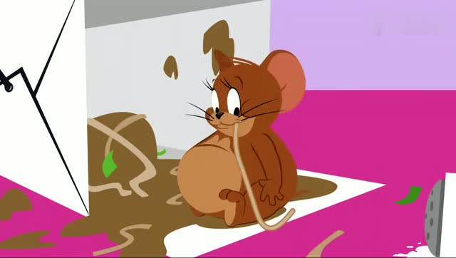 新猫和老鼠 杰瑞的肚子喝的像一个皮球!