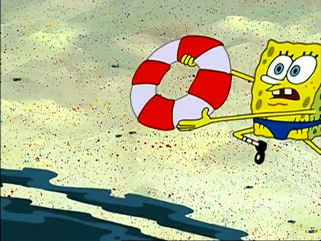 海绵宝宝: 海绵宝宝不会游泳,看见派大星溺水非常着急!