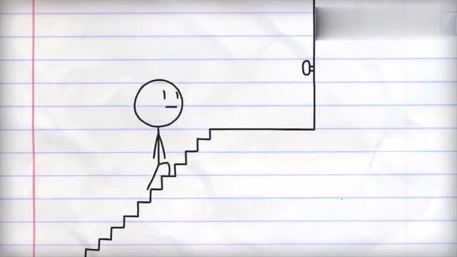 搞笑铅笔画:火柴小人上楼梯