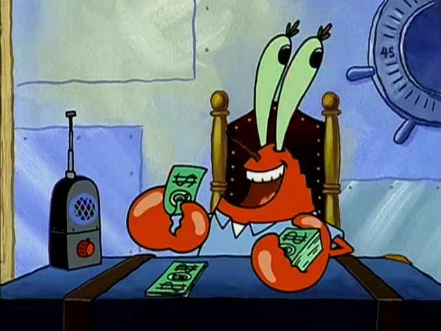 海绵宝宝: 蟹老板数钱,还听着音乐!