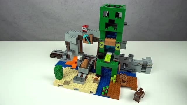 乐高lego我的世界爬行者矿洞寻宝21155型号拼搭过程