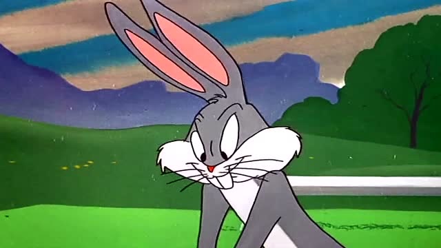 兔八哥为了让球进洞,自己跑去在球落地的地方挖了一个洞