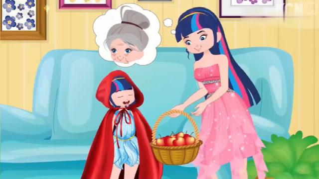 小红帽去给奶奶送苹果,不料遇上大灰狼,勇敢奶奶出面帮助