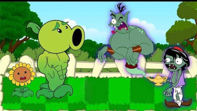 植物大战僵尸:神灯僵尸袭击植物村,豌豆射手掉头就跑!