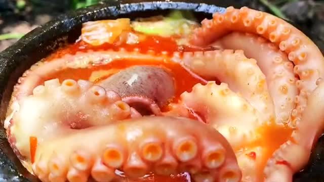 用石锅简简单单做个八爪鱼,还真的别有一番风味