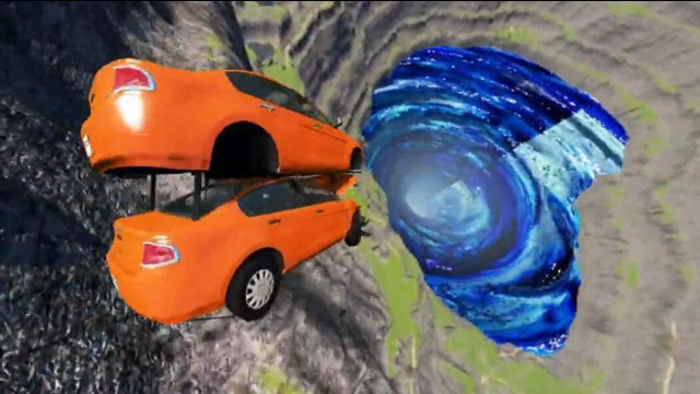 司机加速猛冲 把车开进一个深海漩涡里 拟真车祸模拟