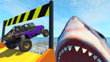 小汽车能否飞跃鲨鱼口？3d动画实测，结局让人眼前一亮！