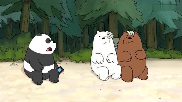 咱们裸熊查理帮三只熊拍照