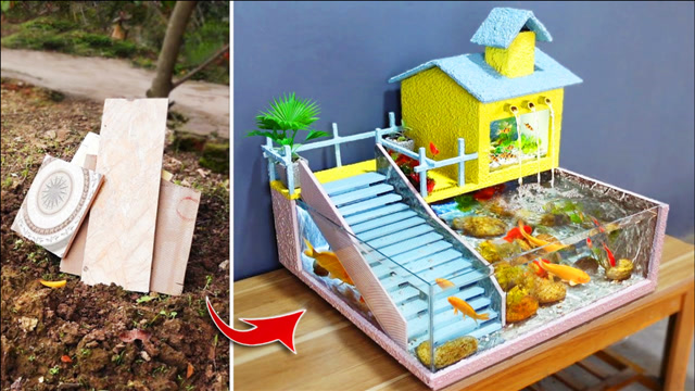 用瓷砖制作漂亮的鱼缸邻居看见了很羡慕每天都要喂鱼