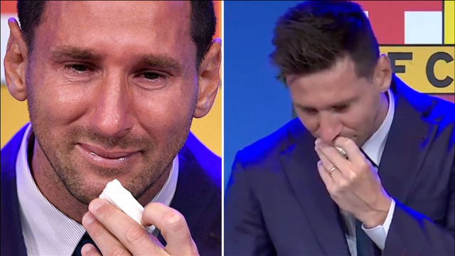 泪目!梅西告别巴萨泪洒发布会现场,球迷忍痛纷纷喊话:不离不弃