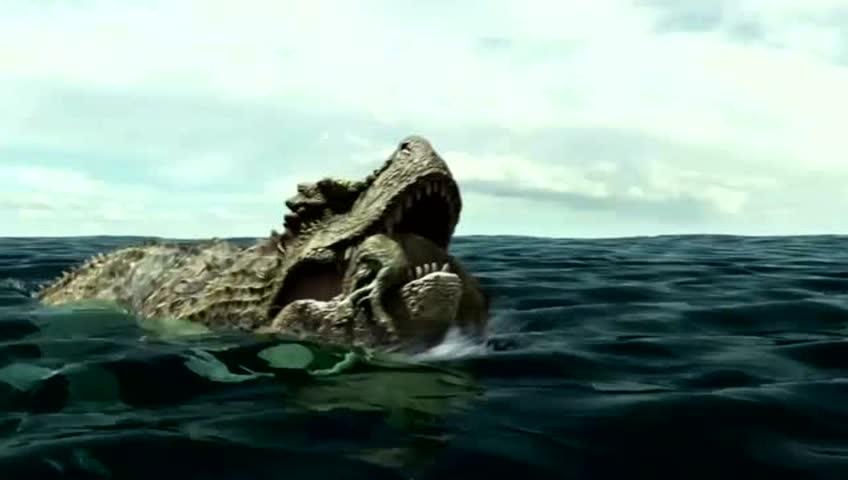 暴龙海中搏杀引来海中巨兽100英尺海王龙