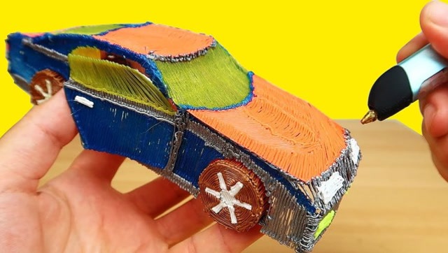 挺有意思的3d打印笔,画出的车子比几百块的模型好玩多了!