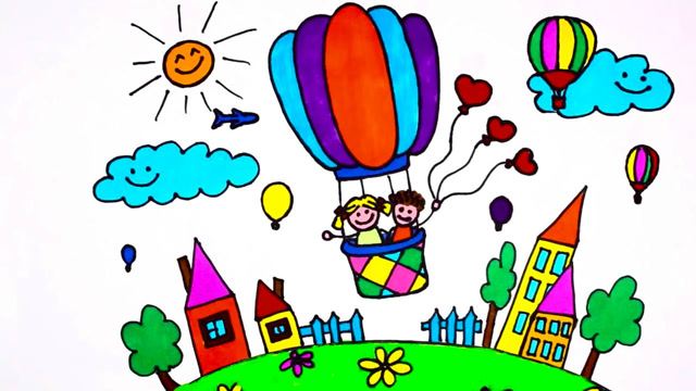 3分钟学画4种卡通热气球!儿童学画画简笔画涂鸦教程