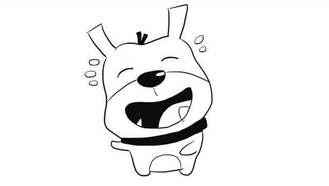 开心大笑的卡通狗儿童亲子简笔画