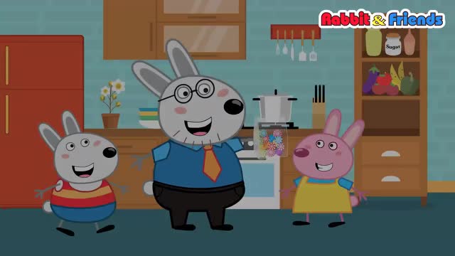 小兔子宝宝爱吃零食,兔爸爸全部满足