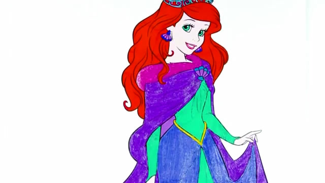 创意简笔画:迪斯尼红发公主爱丽儿
