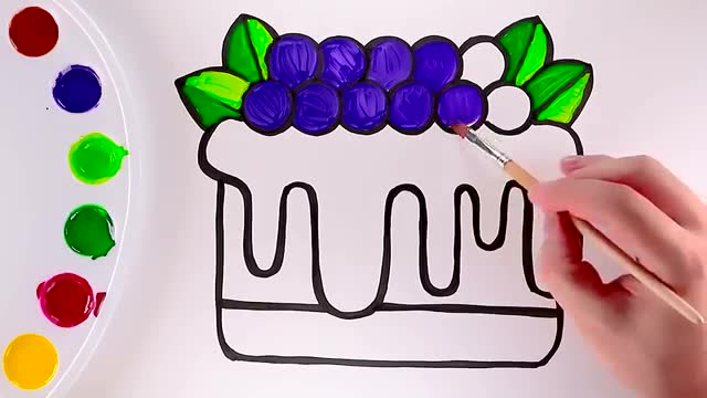 亲子简笔画:葡萄纸杯蛋糕