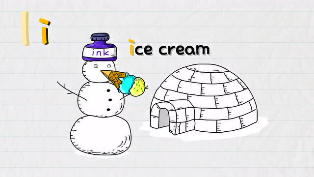 i is for ice cream, igloo, ink