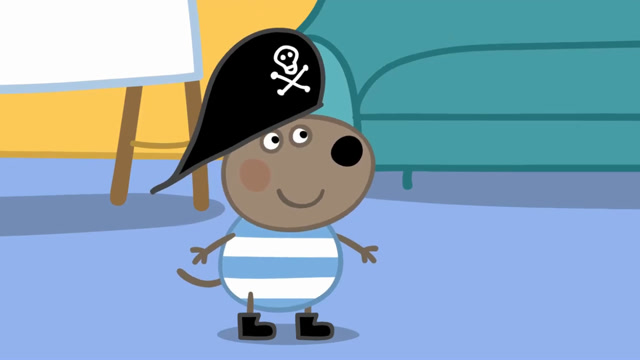 小狗丹尼举行了一个海盗派对,他自己扮演成了一名海盗