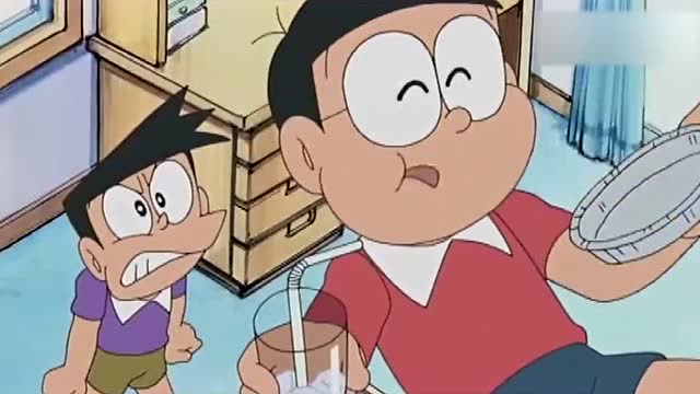 哆啦a梦大雄吃了小夫点心小夫一气之下把大雄吸进吸尘器