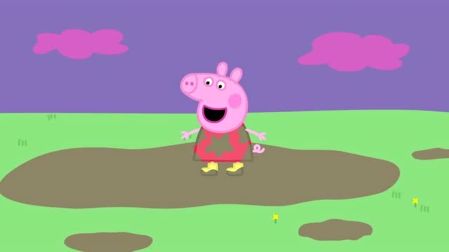 小猪佩奇很喜欢玩踩泥坑的游戏,但是现在天好像要下雨了呢!