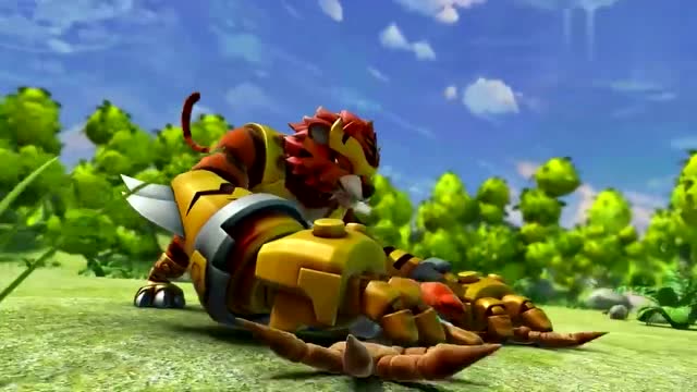 猪猪侠 土灵兽大展神威把木头人怪兽的胳膊给弄断了