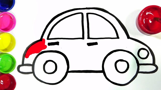 儿童涂色画:漂亮的小车