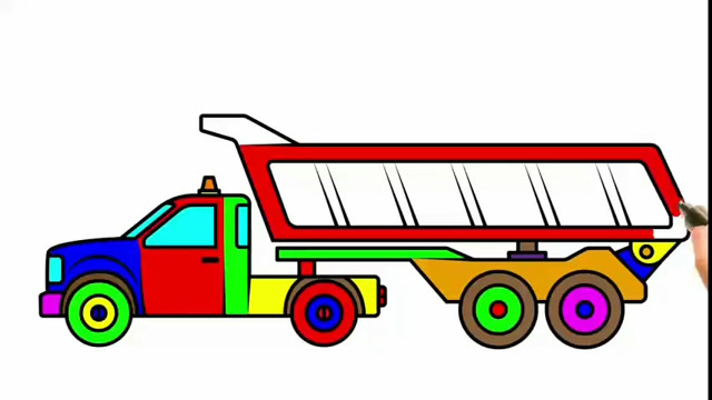 趣味简笔画画彩虹大卡车