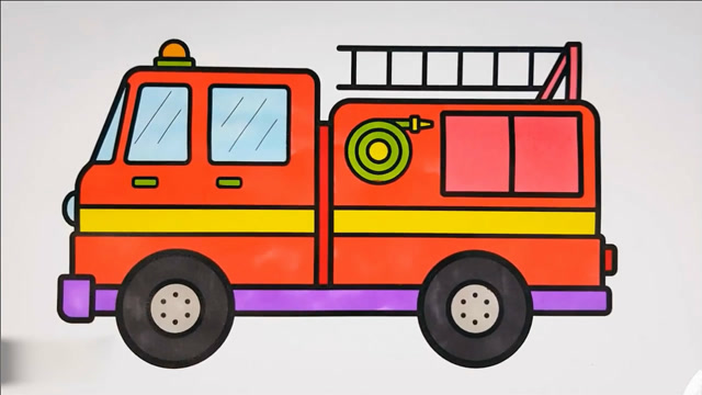 亲子早教儿童美术,教宝宝画一辆红色的消防车!