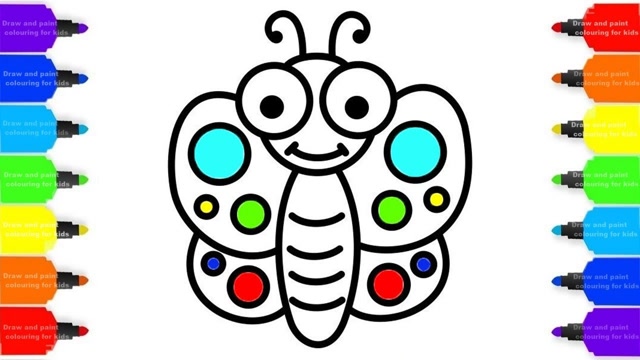 亲子简笔画彩虹蝴蝶画画