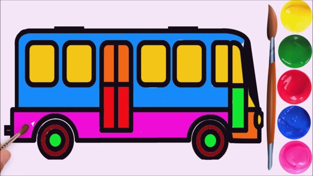 趣味简笔画:画彩色大客车