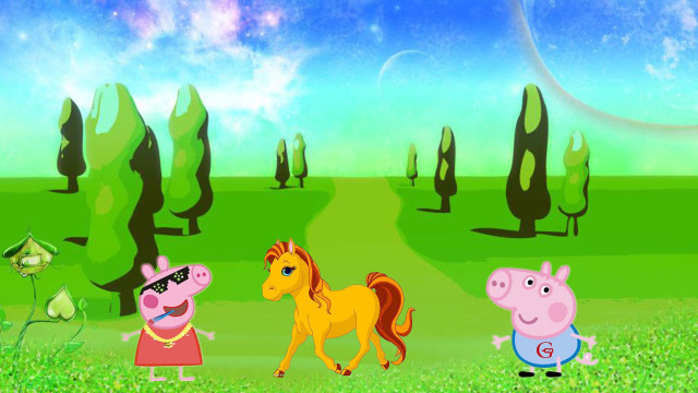 小猪佩奇玩具,佩奇乔治错过兔小姐的小火车骑马回到家的故事