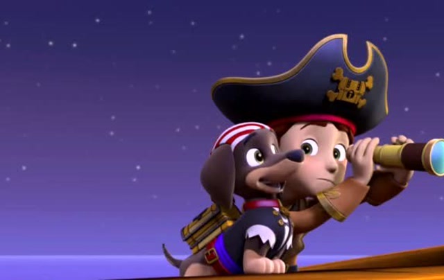 汪汪队立大功全集:海盗船长和海盗狗狗在唱歌,发现海里有人鱼狗