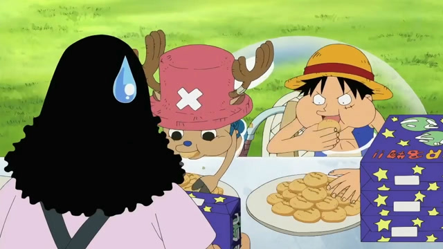 布鲁克说话逗,还陪着路飞乔巴一起吃白食