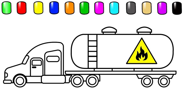 趣味简笔画:画漂亮油罐车