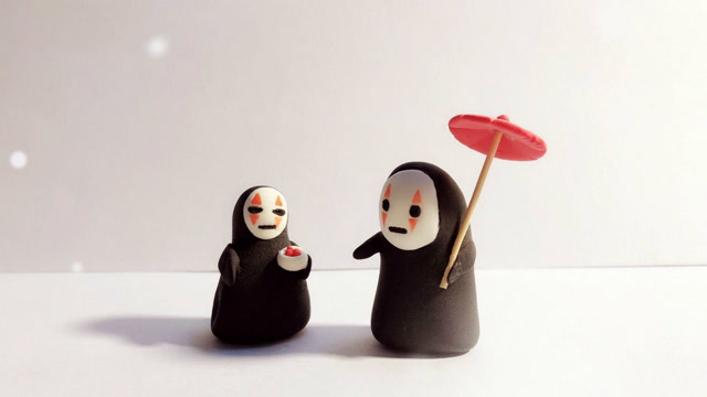 用超轻粘土做宫崎骏动画千与千寻里的"无脸男"