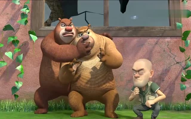 熊出没光头强发现大马猴秘密基地,原来这里面这么大一架飞机