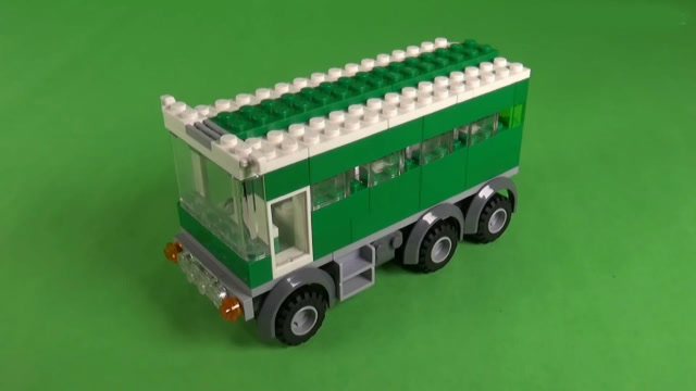 搭建绿色公交车,乐高积木moc基础教程
