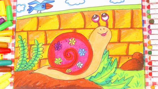 花蜗牛爬墙绘本图片