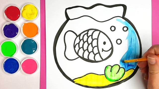 儿童简笔画:可爱小鱼缸画画
