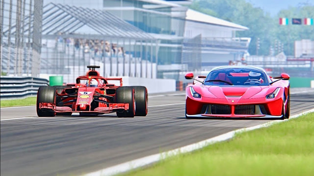 5000万现役最强法拉利超跑挑战f1赛车,f1赛车:我让你先跑30秒!