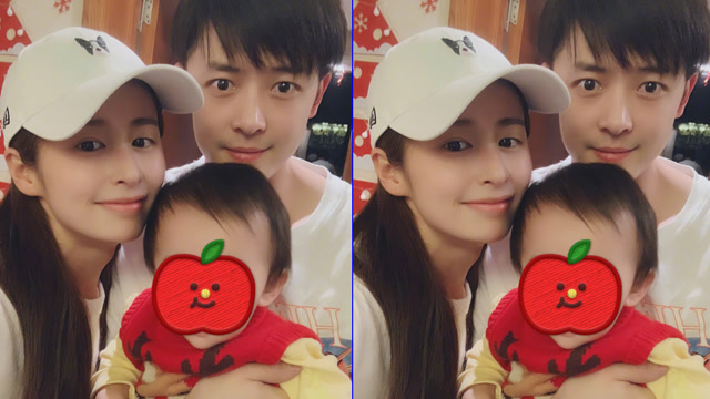 颖儿探班老公付辛博 一家三口同框小月亮尖下巴抢镜