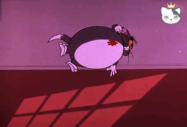 猫和老鼠: 汤姆变成了超大的气球,飞到屋顶上