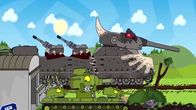 坦克世界动画欢乐动画:破烂kv44对战牛角利维坦,真是强强对决