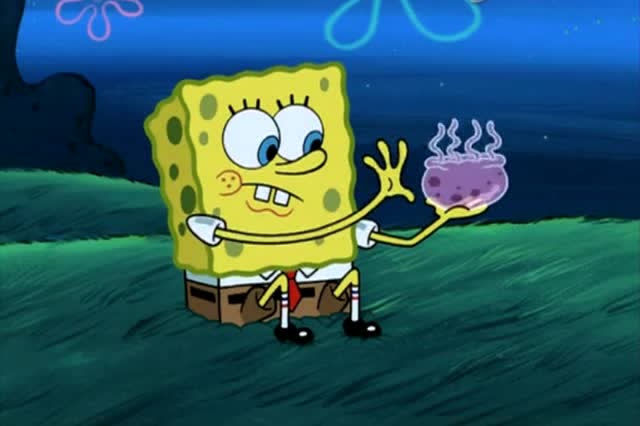 海绵宝宝被水母电住舌头