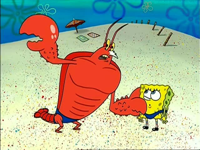 拉里让海绵宝宝上班,看见有人溺水了拉里冲了出去!