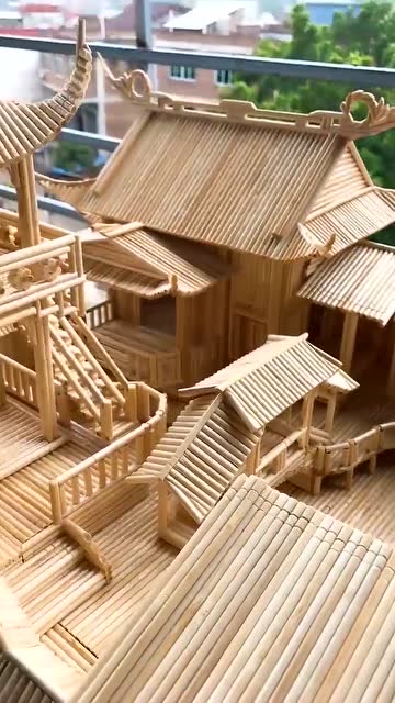 一次性筷子做出来的工艺品,真棒!