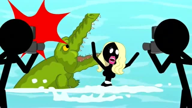 火柴人:美女游泳遇到了鳄鱼