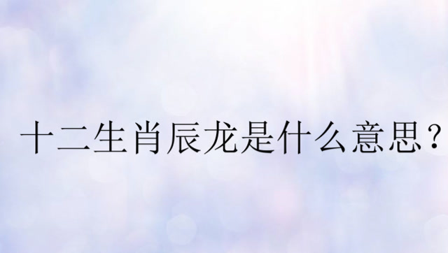 十二生肖辰龙是什么意思