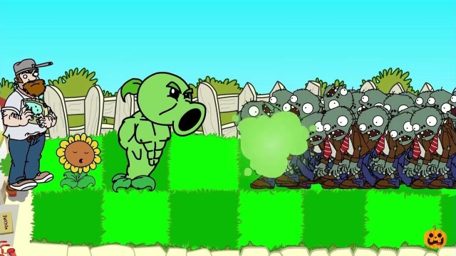 植物大战僵尸动画:农夫用神奇药水把豌豆射手巨大化!